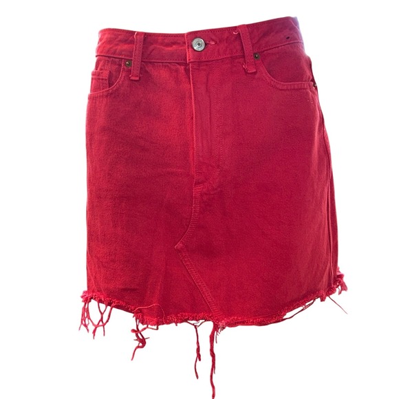 Abercrombie & Fitch Denim Mini Skirt Zoe Vintage A-Line Frayed Hem Y2K Size 27 - Picture 3 of 9